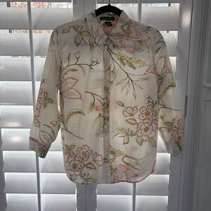 Lauren Ralph Lauren Floral Button Down Shirt - Cream, Pink, Green